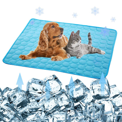 Pet cooling mat for dogs and cats – breathable, non-toxic summer cooling pad for pets, portable ice cold gel mat to keep pets comfortable in hot weather