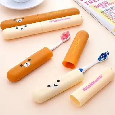 Pet toothbrush travel case with cute bear design – portable toothbrush holder for dogs and cats dental care