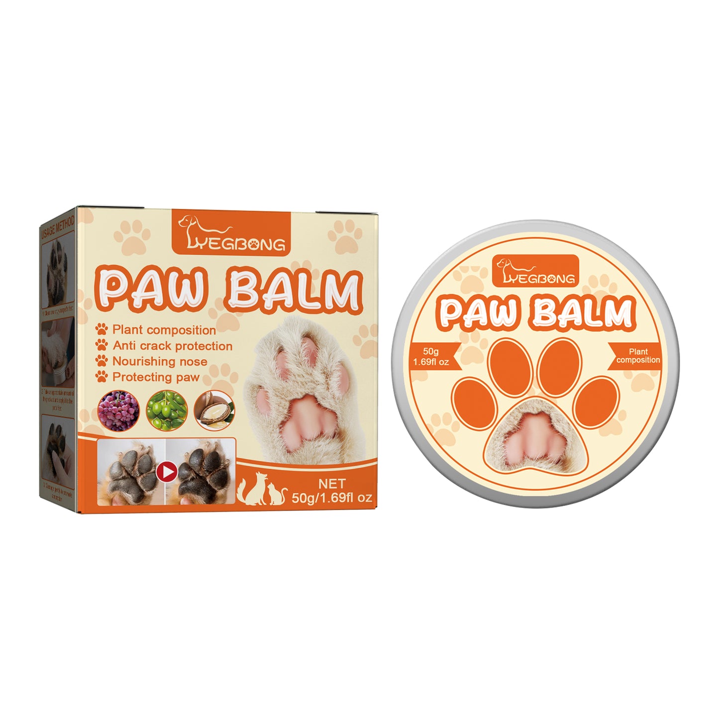 Natural paw balm for dogs and cats – protects paws from cracks, heals dryness, nourishes nose, and provides anti-crack protection with plant-based ingredients