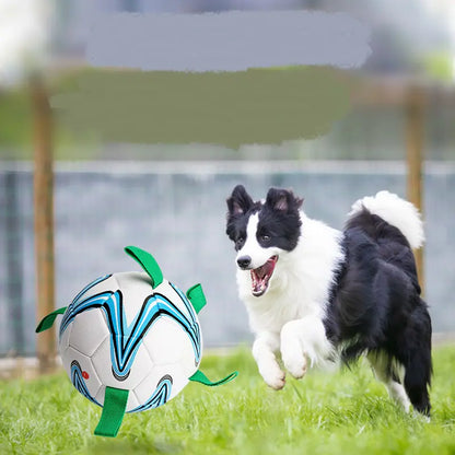 Dog soccer ball toy with grab tabs – durable interactive fetch ball for dogs, outdoor training and exercise toy for active pets
