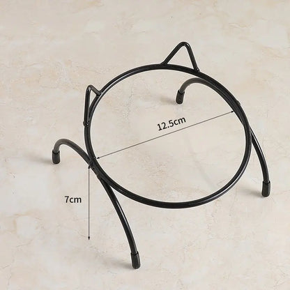Ceramic Cat Bowl with Iron Stand for Pet Feeding