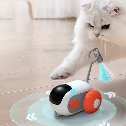Interactive smart cat toy robot with feather teaser – electronic moving pet toy for cats to chase, play, and stay active indoors