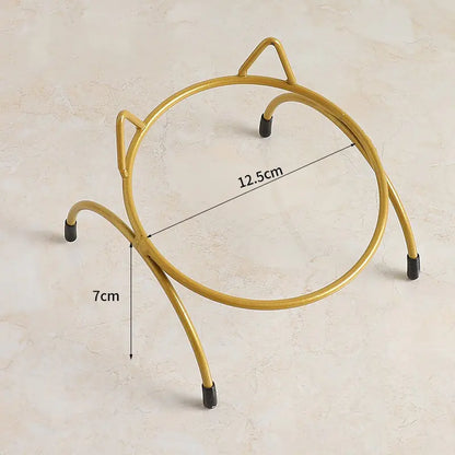 Ceramic Cat Bowl with Iron Stand for Pet Feeding