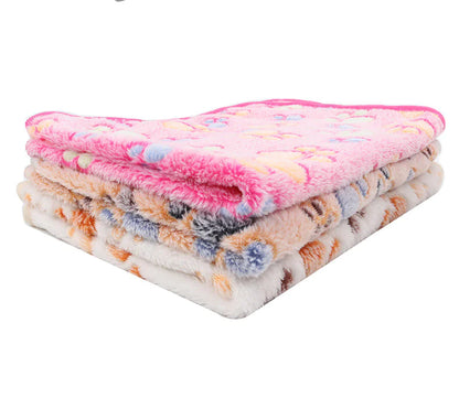 Warm Paw Print Coral Fleece Blanket Mat Carpet Towel