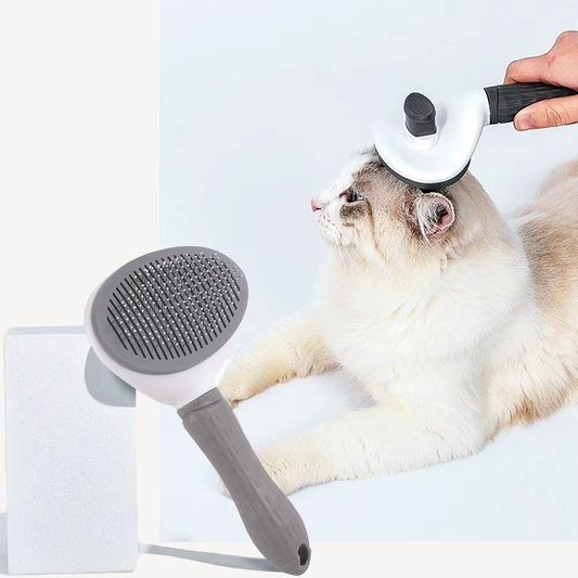 Self-cleaning cat grooming brush for shedding – pet slicker brush removes loose hair, knots, and tangles to keep cat’s coat soft and healthy